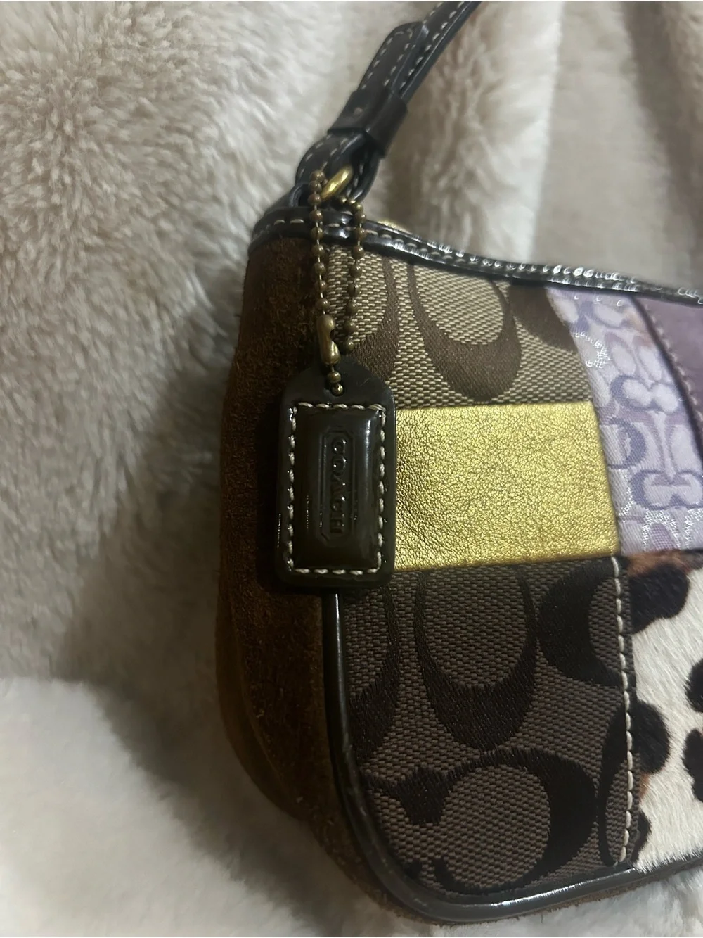 Coach Y2K Purple Patchwork Demi ShoulderBag 7071